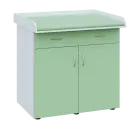 PP - 100 pult přebalovací s matrací, 2-dveřové, 1-zásuvka, 1000x1000x800, korpus bílý, dvířka šedo-z